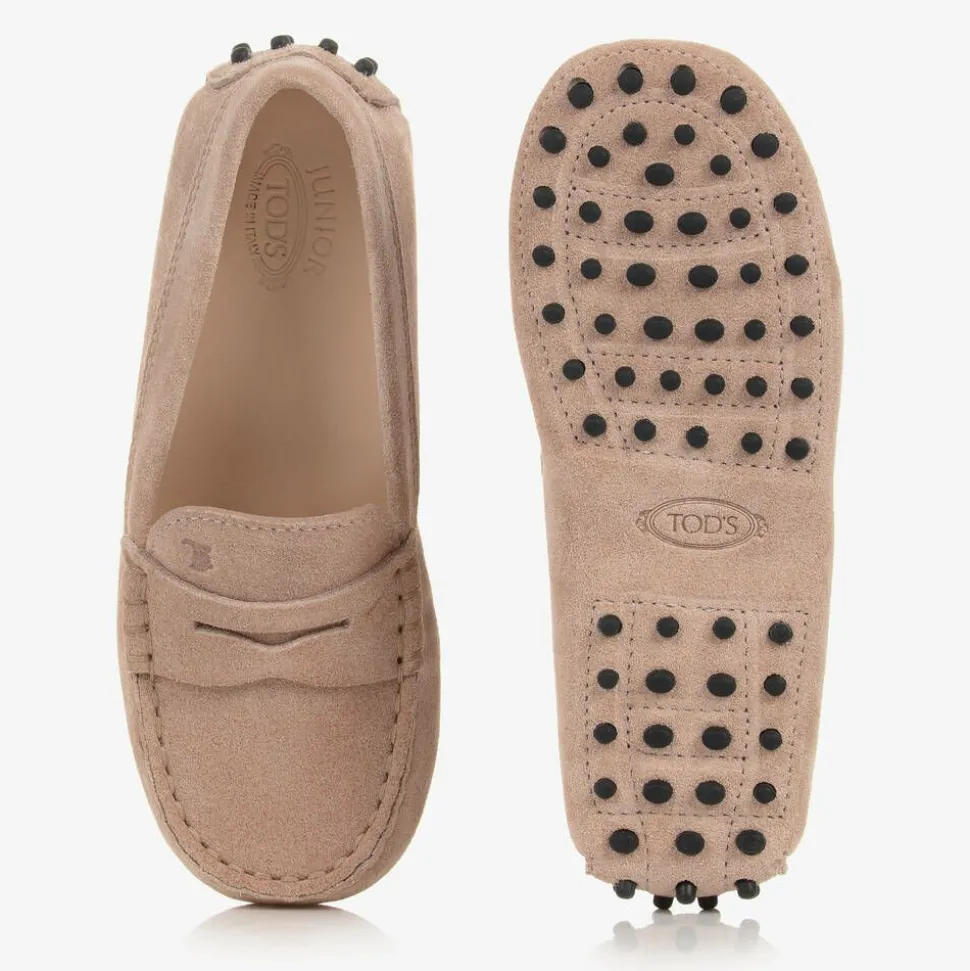 Beige Suede Leather Gommino Moccasins