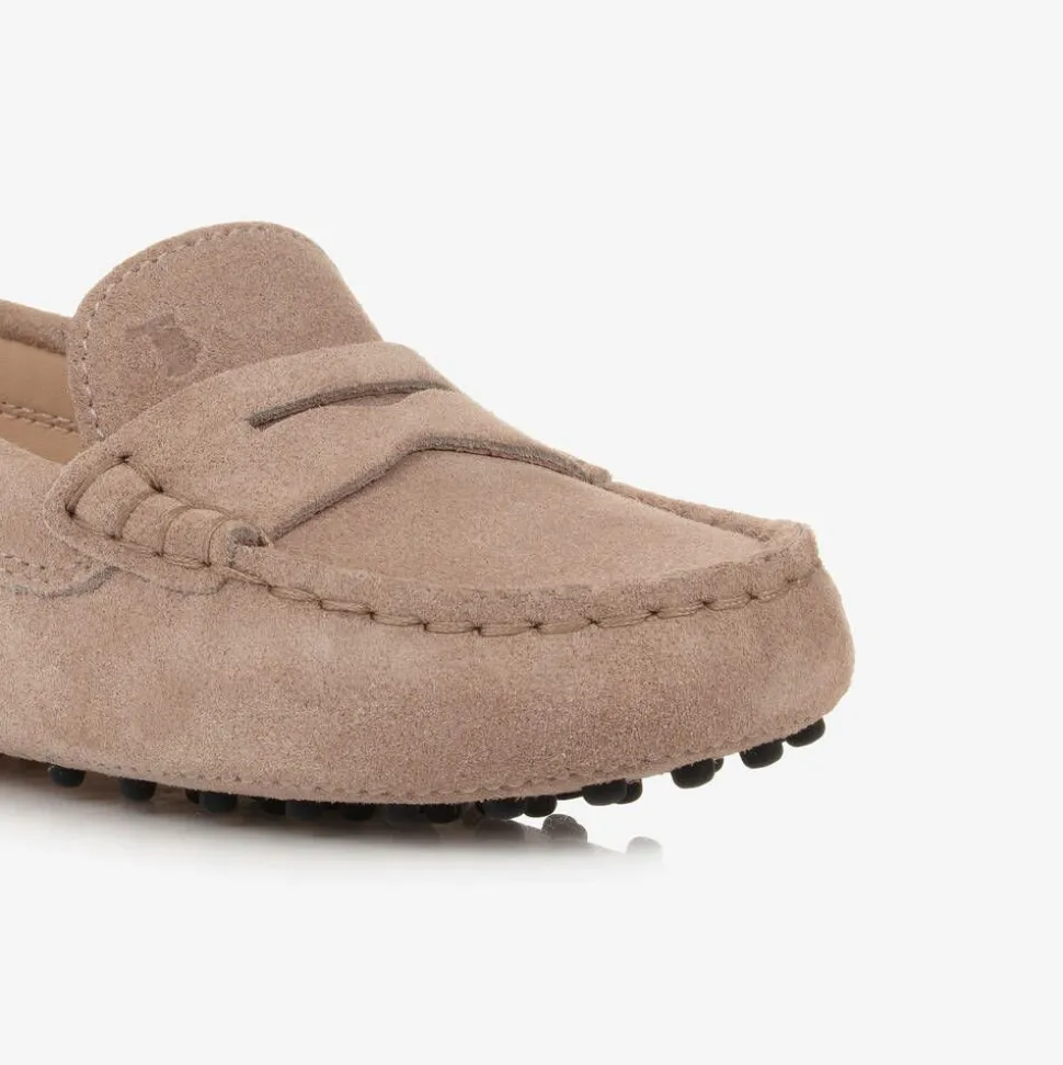 Beige Suede Leather Gommino Moccasins