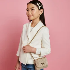 Beige Velvet Quilted Bag (13cm)