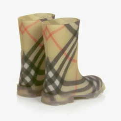 Beige Vintage Check Rain Boots