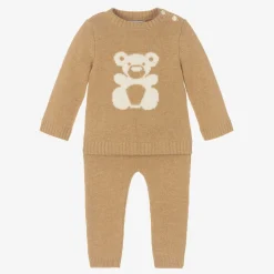 Beige Wool & Cashmere Teddy Trouser Set