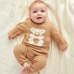 Beige Wool & Cashmere Teddy Trouser Set