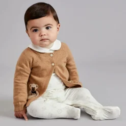 Beige Wool & Cashmere Teddy Bear Cardigan