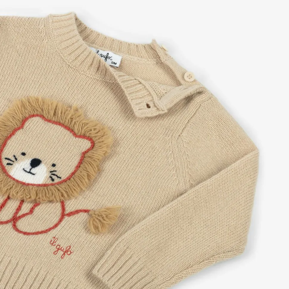 Beige Wool Lion Sweater