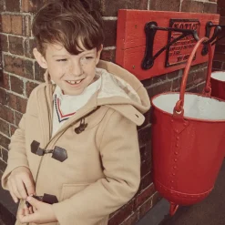 Beige Wool-Blend Duffle Coat