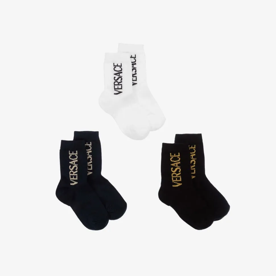 Black & Blue Cotton Ankle Socks (3 Pack)