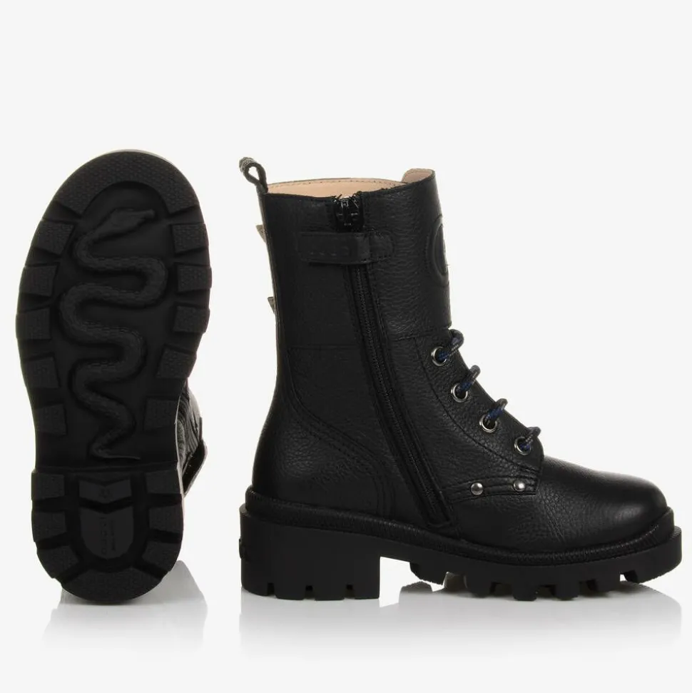 Black Chunky Leather Boots