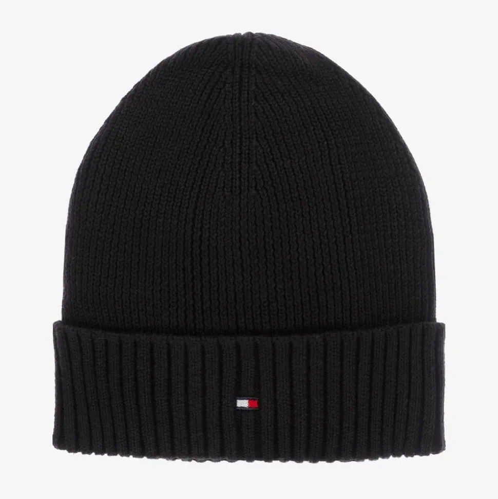 Black Cotton Beanie Hat
