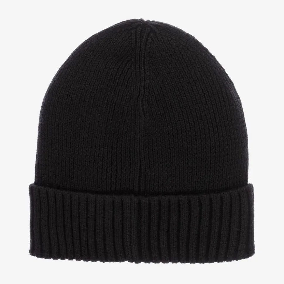 Black Cotton Beanie Hat