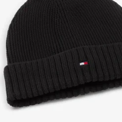 Black Cotton Beanie Hat