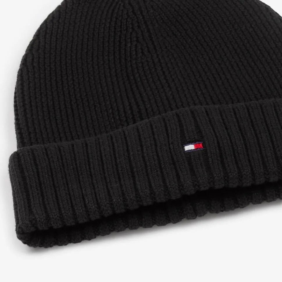Black Cotton Beanie Hat