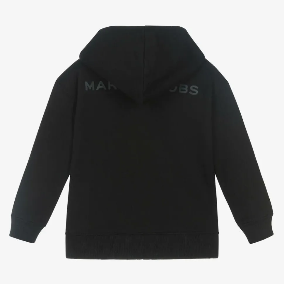 Black Cotton Jersey Zip-Up Hoodie