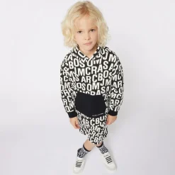 Black Cotton Jumbled Logo Hoodie