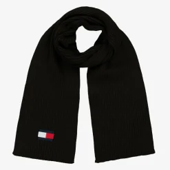 Black Cotton Knit Flag Scarf