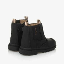 Black Faux Leather Chelsea Baby Boots
