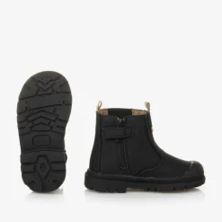 Black Faux Leather Chelsea Baby Boots