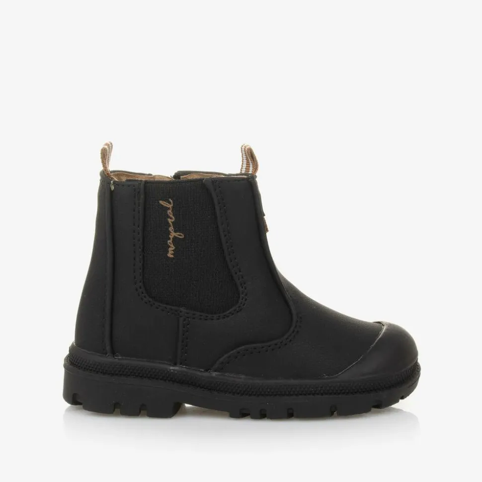 Black Faux Leather Chelsea Baby Boots