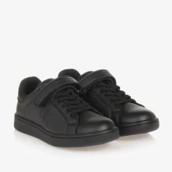 Black Faux Leather Trainers