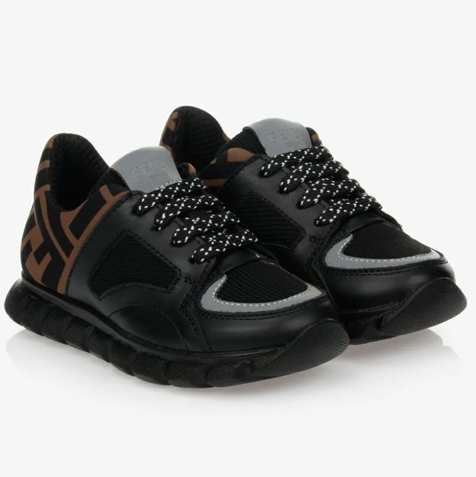 Black FF Leather Trainers