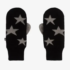 Black Knitted Star Mittens