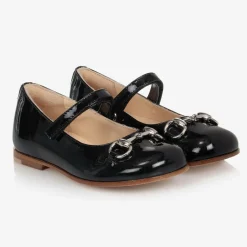 Black Leather Ballerina Shoes