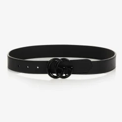 Black Leather Double G Belt