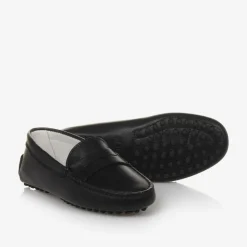 Black Leather Moccasin Shoes