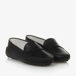 Black Leather Moccasin Shoes