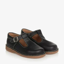 Black Leather T-Bar Shoes