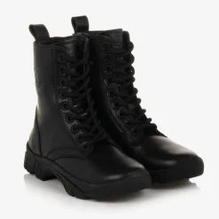 Black Leather Trek Ankle Boots