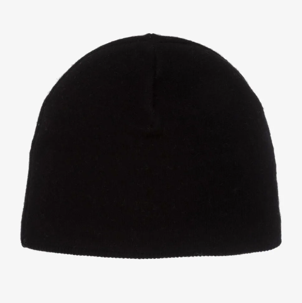 Black Merino Wool Star Beanie