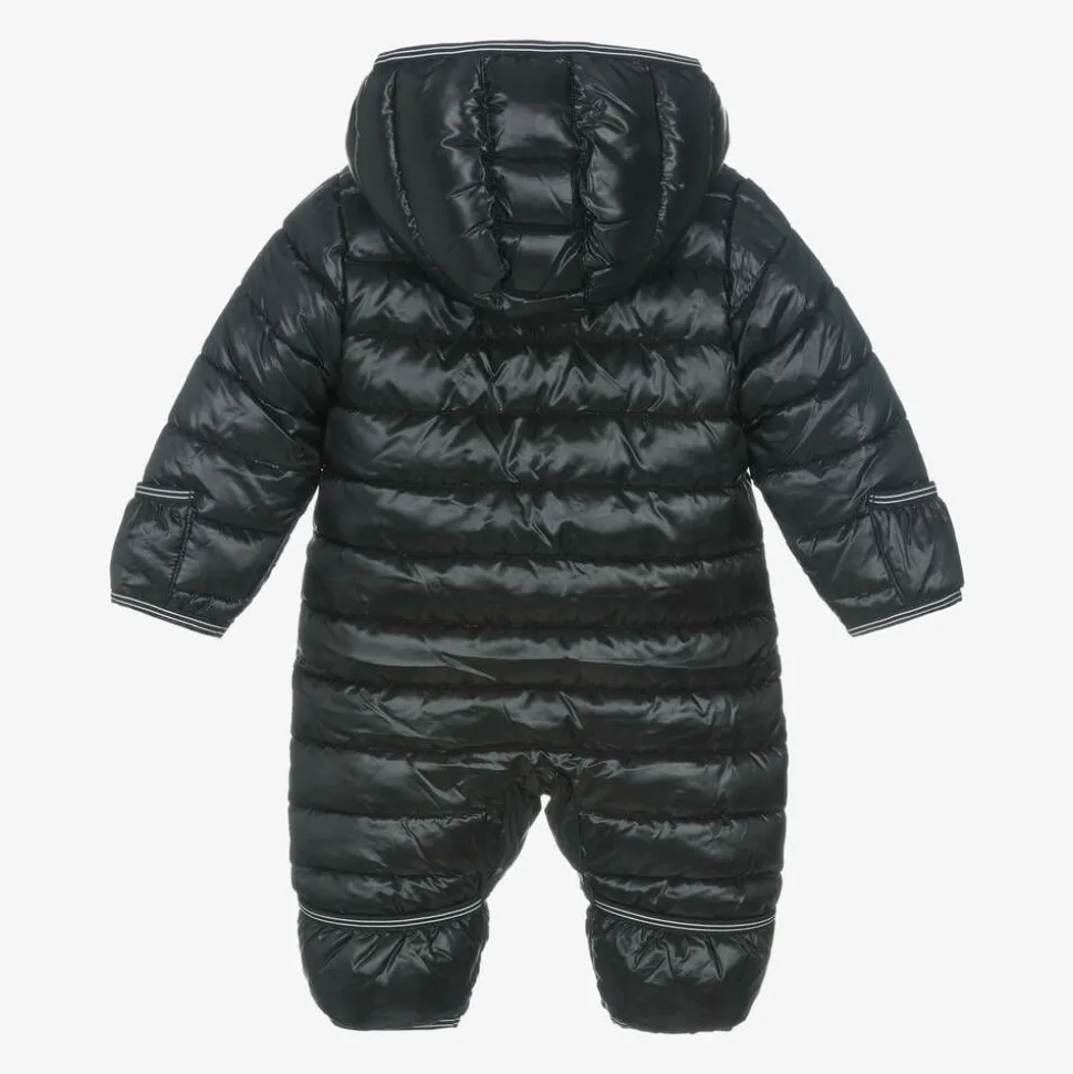 Black Swoosh Logo Padded Baby Snowsuit