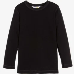 Black Thermal Wool Top
