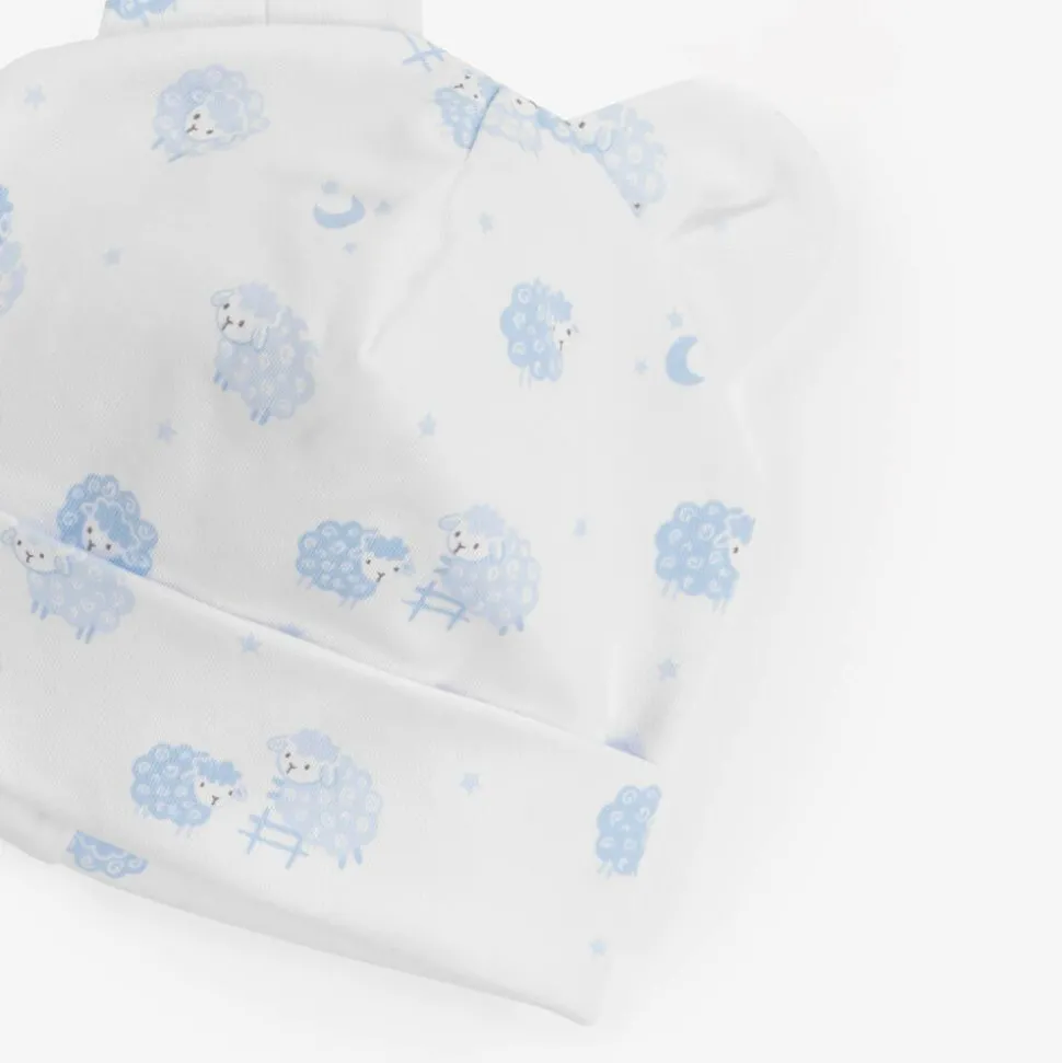 Blue & White Cotton Baby Sheep Hat