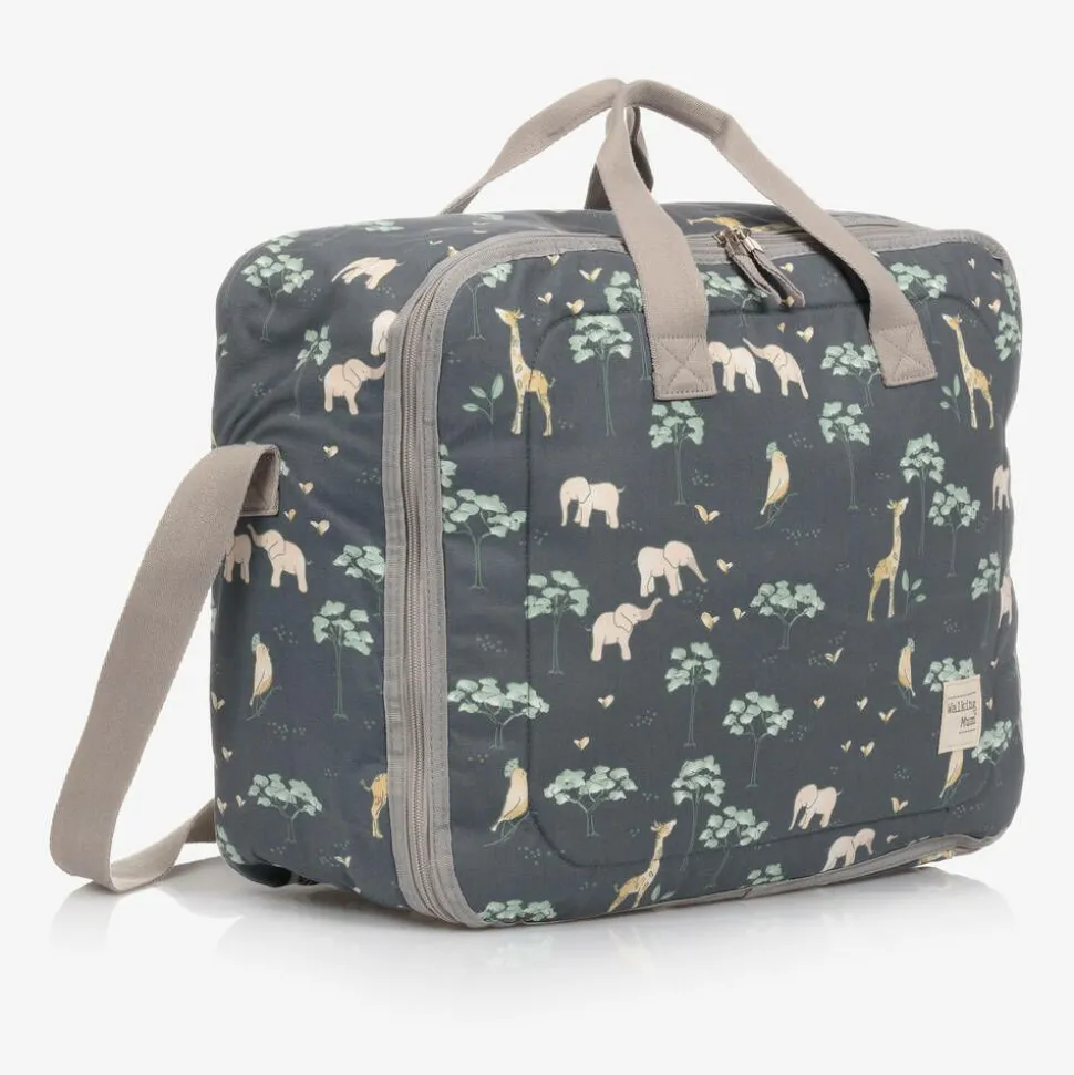 Blue & Grey Jungle Print Suitcase (49cm)