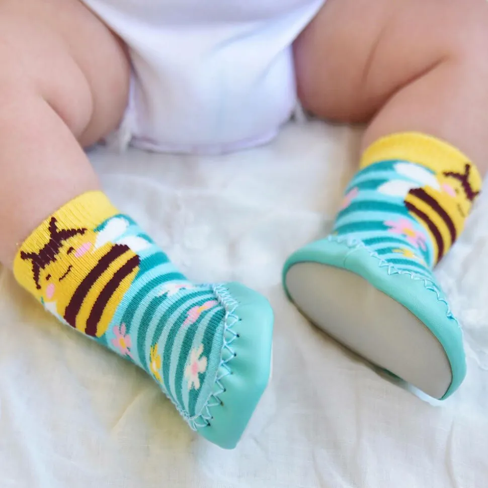 Blue Bee Slipper Socks