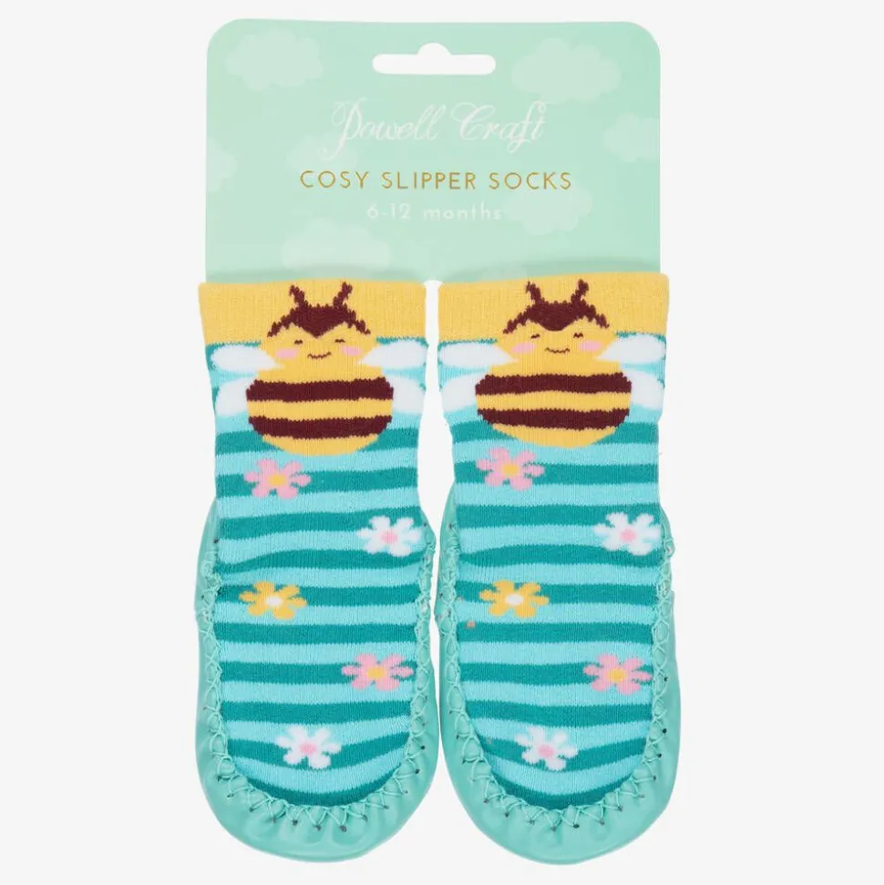 Blue Bee Slipper Socks