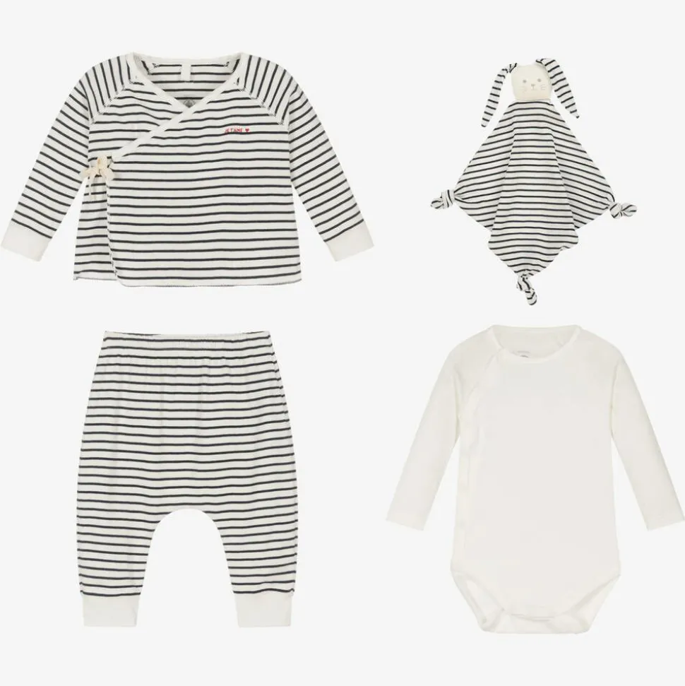 Blue Breton Stripe Organic Trouser Set