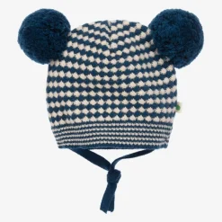 Blue Check Wool & Organic Cotton Hat
