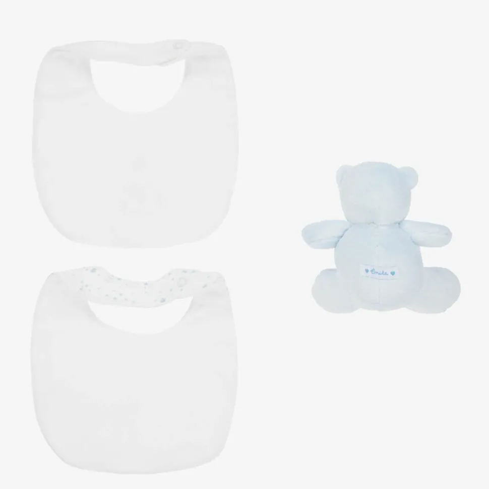 Blue Cotton Bibs & Bear Baby Gift Set