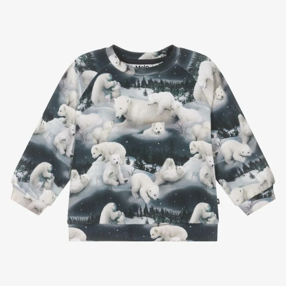 Blue Cotton Polar Bears Sweatshirt