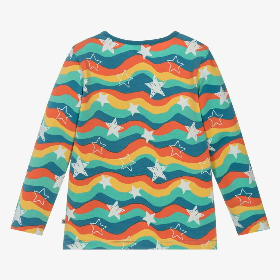 Blue Cotton Wavy Stripes & Stars Top