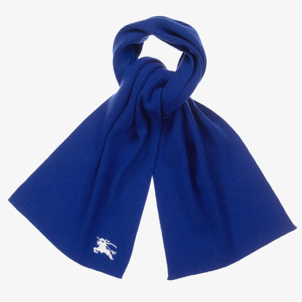 Blue EKD Ribbed Wool Scarf