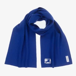 Blue EKD Ribbed Wool Scarf