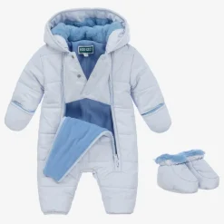 Blue Elephant Puffer Baby Snowsuit