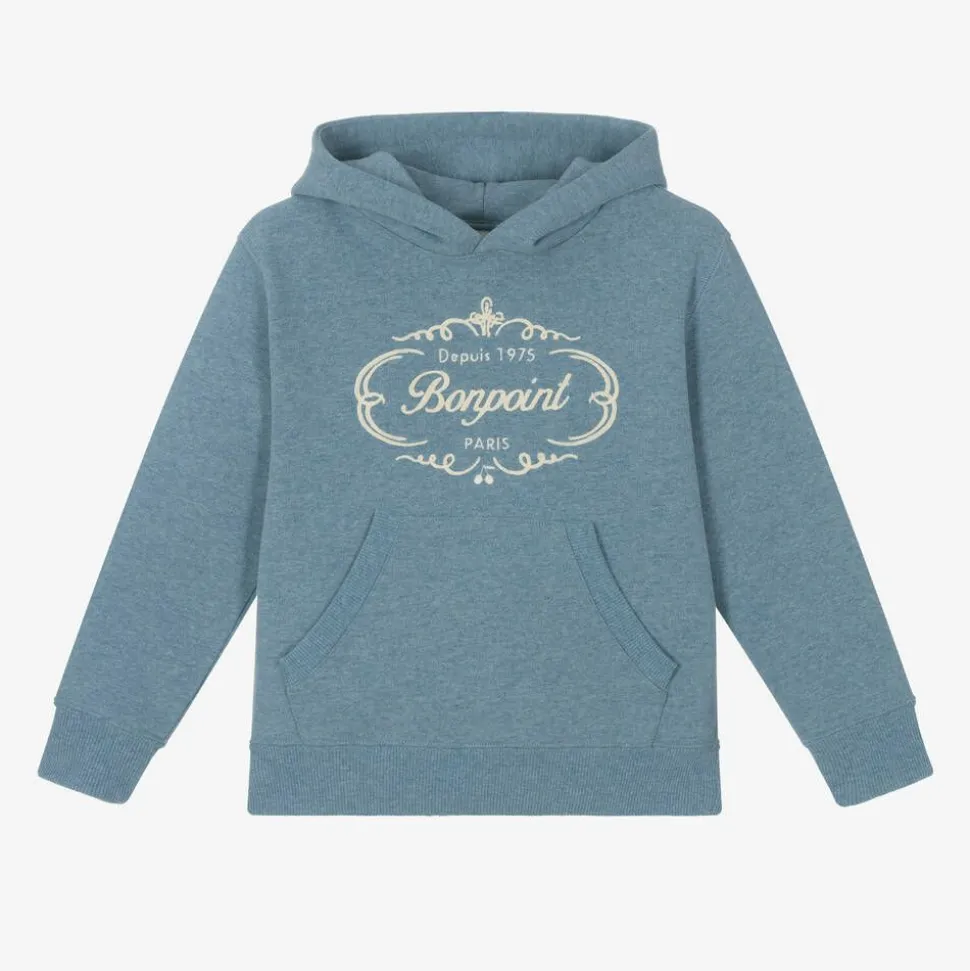 Blue Embroidered Hoodie