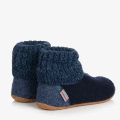 Blue Felted Wool Slippers