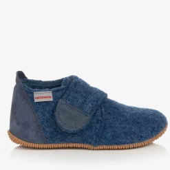 Blue Felted Wool Slippers