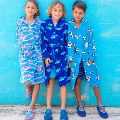 Blue Football Fleece Dressing Gown