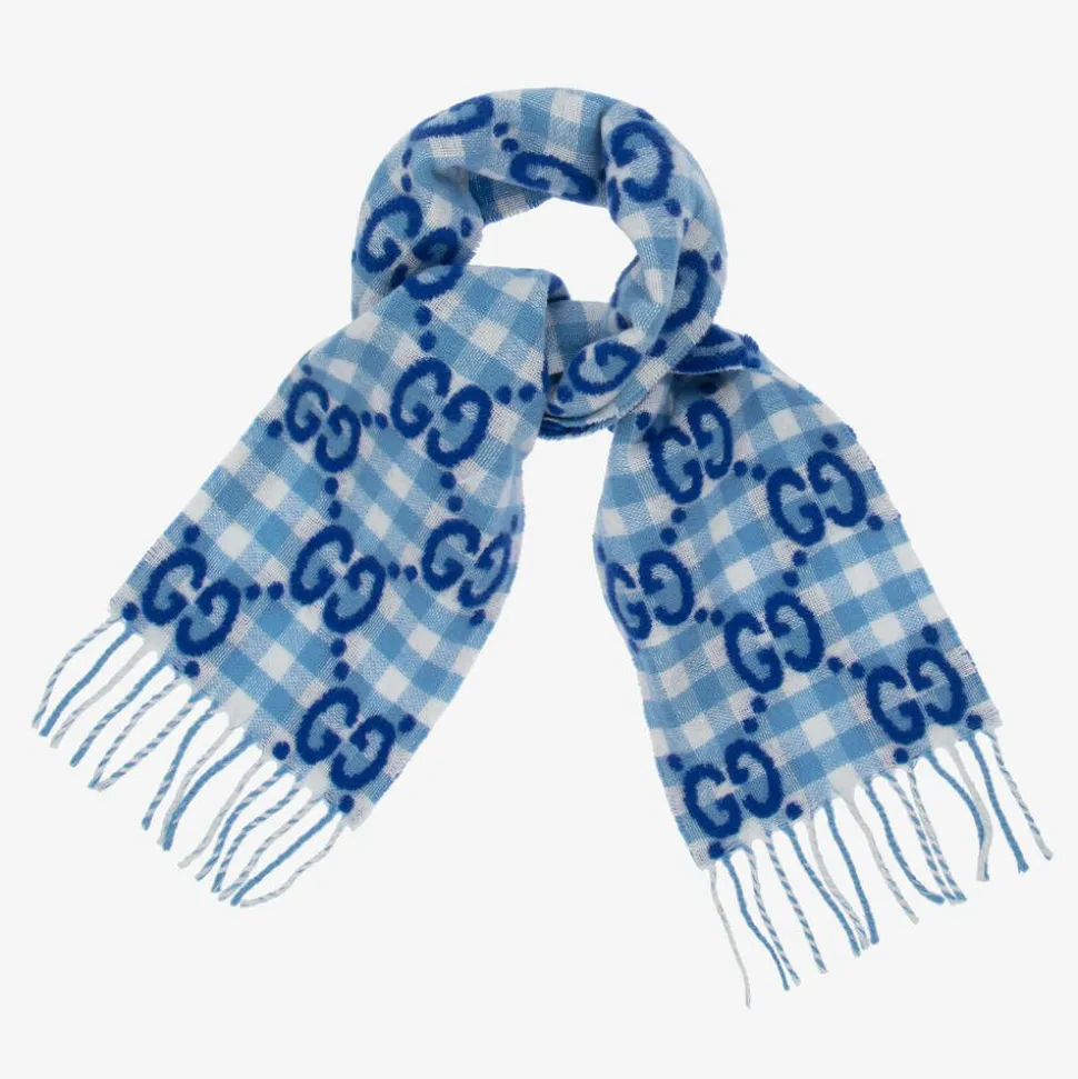 Blue GG Logo Scarf (140cm)